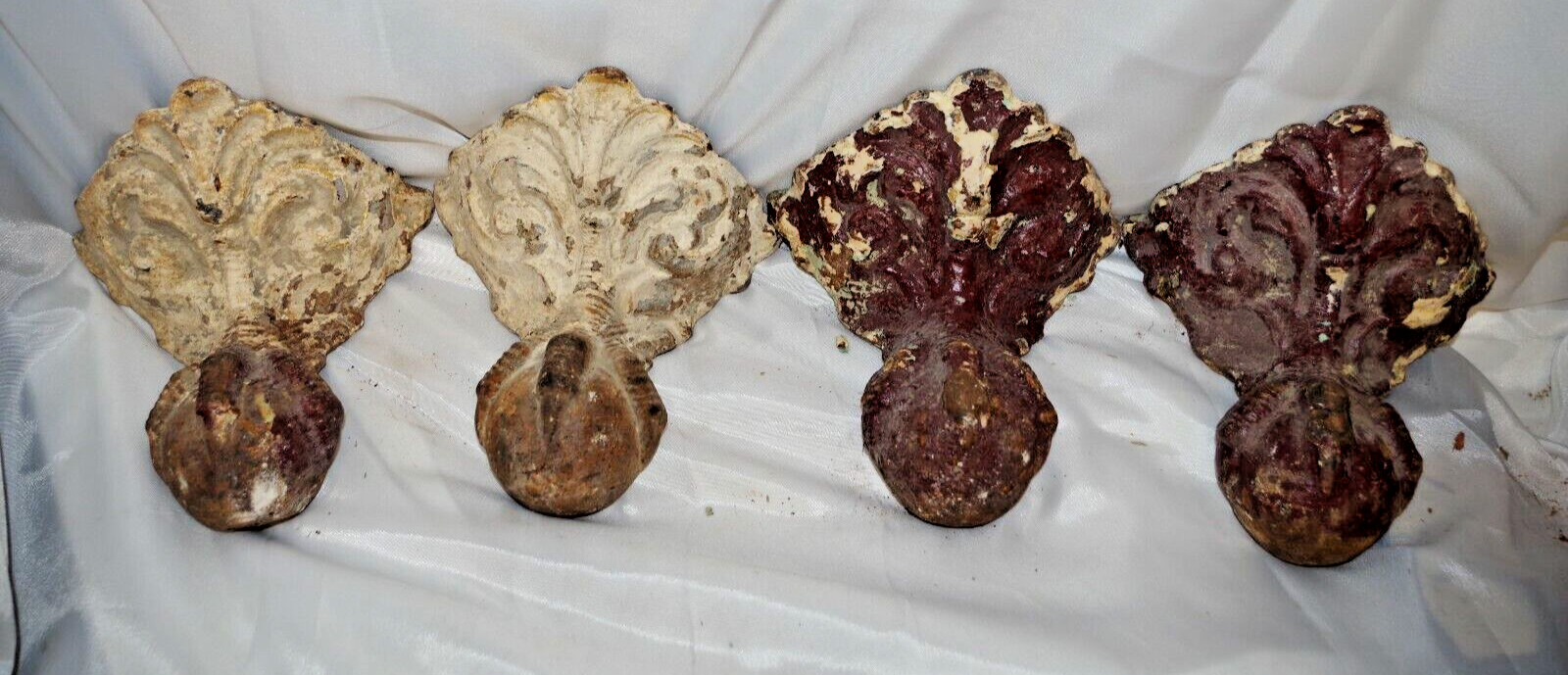 FF 4 ANTIQUE ORNATE VICTORIAN CAST IRON CLAWFOOT BATHTUB LEGS CLAW FEET SET